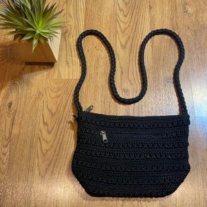 Black crochet crossbody bag